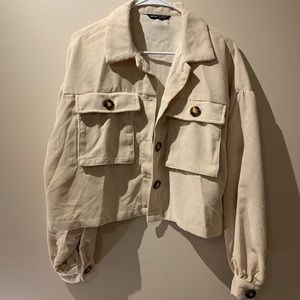 SHEIN cropped corduroy button up